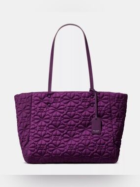 kate spade Tilly Quilted  Medium Floral Tote in Vibrant Purple .